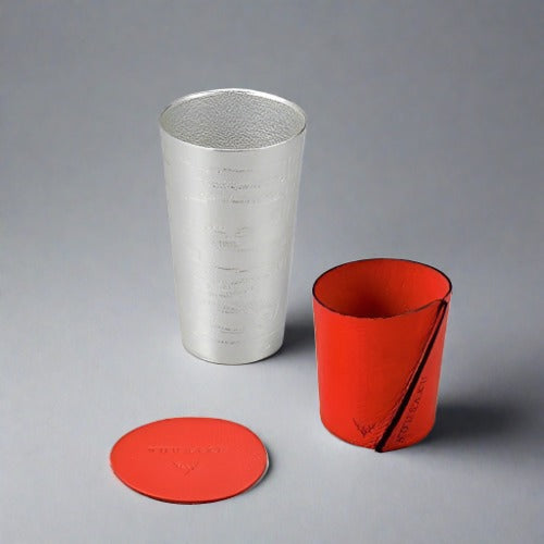 Nousaku Beer Cup, White Birch Pattern - Tin (Red)