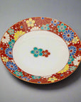 Kutani-ware Plum Chrysanthemum Plate by Seikou Kiln