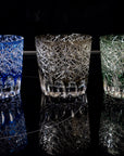 Edo Kiriko Whisky Glass by Junichi Nabetani - Chrysanthemum in Abundance 大菊 (Blue)