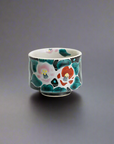 Kutani-ware Floral Ceramic Sake Cup Black