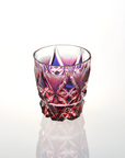 Satsuma kiriko Whisky Glass "cut213" Blue/Green/Red 210ml, Edo Kiriko