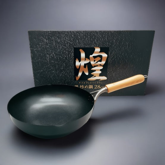 Kirameki Pure Iron Double Fiber Line Stir-fry Wok